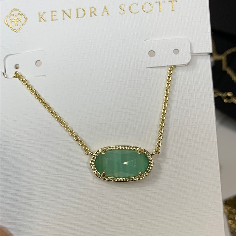 Kendra Scott Gold and Green Pendant Necklace